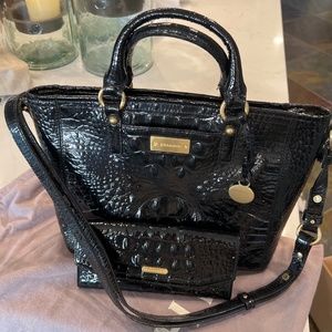 Brahmin patent leather satchel with wallet